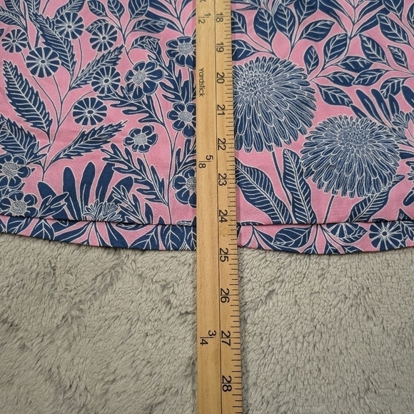 J. Crew Abigail Borg Skirt Women's 2 Pink Blue Tulip Floral Silk Slip Lined Back - Picture 4 of 9